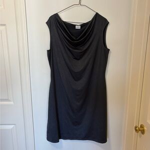 Suzy Shier Y2K Shimmery Black Mini Dress Cowl Neck L Indie Sleaze / Cyber Y2K